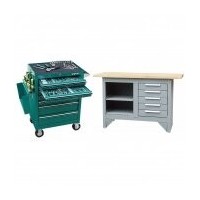 Įrankių spintelės. Dėžės. Vežimėliai. Darbastaliai